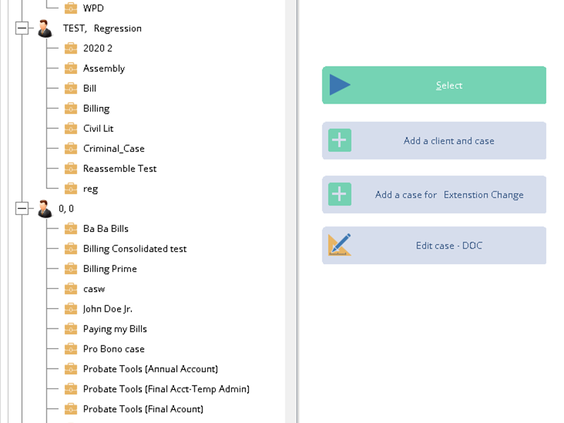 1. Select Client/Case
